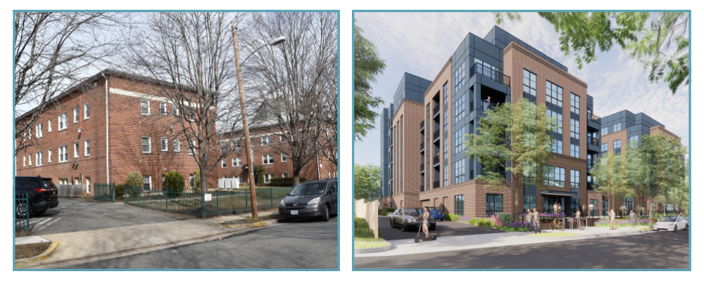 Elbert Avenue Apartments and Proposed architectural rendering of new development